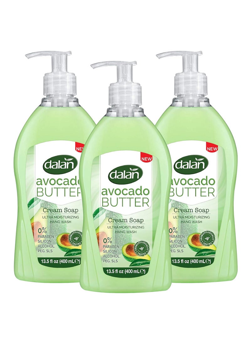 Dalan Avocado Butter Cream Ultra Moisturizing Liquid Hand Soap for Dry and Fresh Hands Feeling Clean and Soft 135 Fl Oz  400 mL Pack of 3