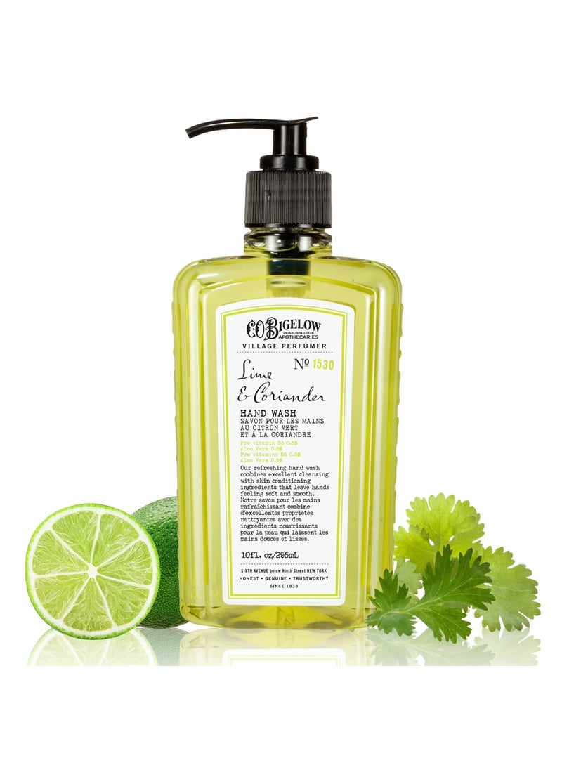 CO Bigelow Hand Wash Lime Coriander Village Perfumer Moisturizing Soap Wash for Bathroom  Kitchen with Aloe Vera and ProVitamin B5 10 fl oz