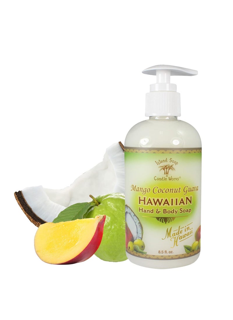 Island Soap  Candle Works Botanical Liquid Hand Soap  Vegan Hand Soap for Men and Women  Luxury Skincare for Bathroom  Hawaiian Gifts for Sensitive Skin  Mango Coconut Guava  85 Ounce Bottle