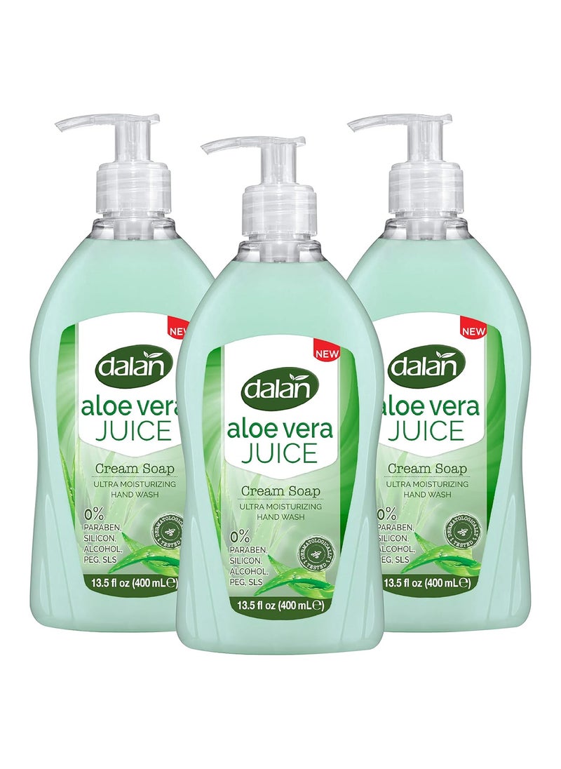 Dalan Aloe Vera Juice Cream Ultra Moisturizing Liquid Hand Soap for Dry and Fresh Hands Feeling Clean and Soft 135 Fl Oz  400 mL Pack of 3