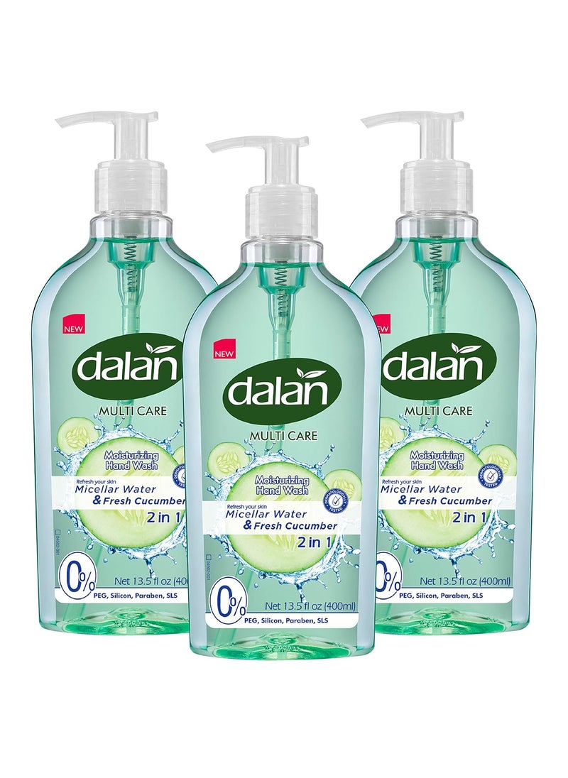 Dalan Fresh Cucumber Multicare Ultra Moisturizing Liquid Hand Soap for Normal and Dry Hands Fresh Clean and Soft Feeling 135 Fl Oz  400 mL Pack of 3