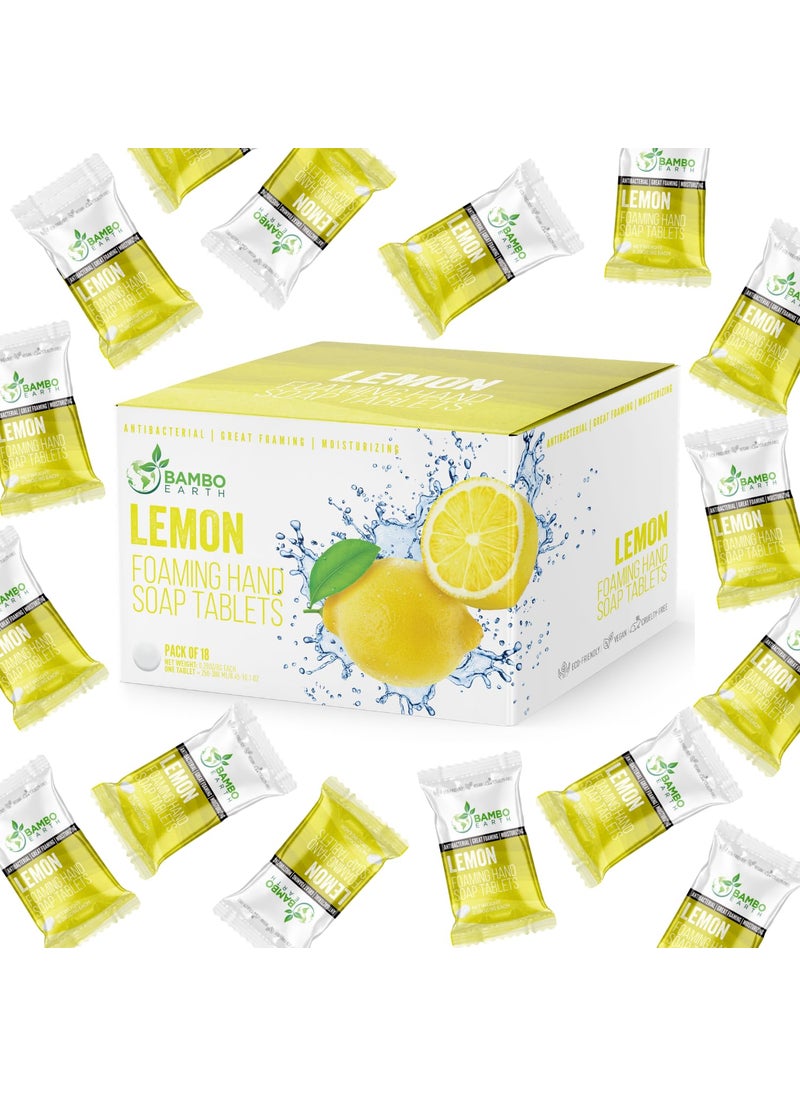 18 Pack Natural Foaming Hand Soap Tablets  Soft Moisturizing Handwash Tab Refills  1 Tablet  9 Oz Refillable Liquid Wash Foam Handsoap  EcoFriendly Paper Softsoap Refill Tabs Lemon