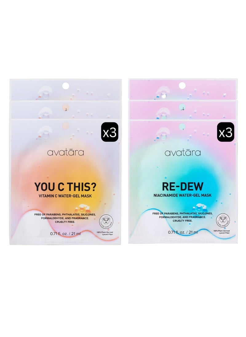 Avatara Dewy Daydream 6Pack WaterGel Masks You C This Vitamin C Masks 3 Pack  ReDew Niacinamide WaterGel Masks 3 Pack  071 floz 21 mg
