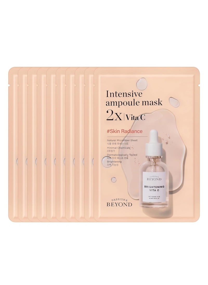 BEYOND Intensive Ampoule Mask 2X with Vitamin C and Niacinamide for and Sensitive Skin  Dermatologically Tested Hypoallergenic Facial Sheet Masks 25 ml085 fl oz  10 sheets