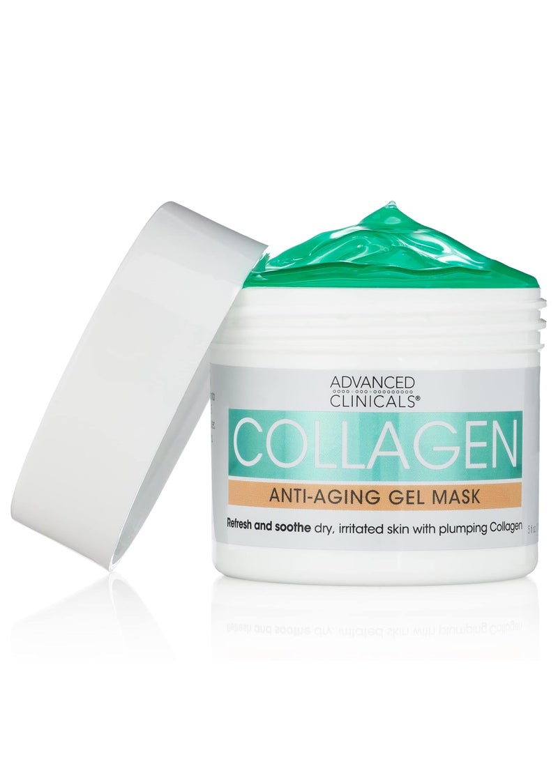 Advanced Clinicals Collagen Gel Facial Mask Anti Aging Skin Care Moisturizer WCoconut Oil  Rosewater Skin Plumping Face Mask Reduces Wrinkles Dry Skin  Fine Lines Large 5 Fl Oz Pack of 1