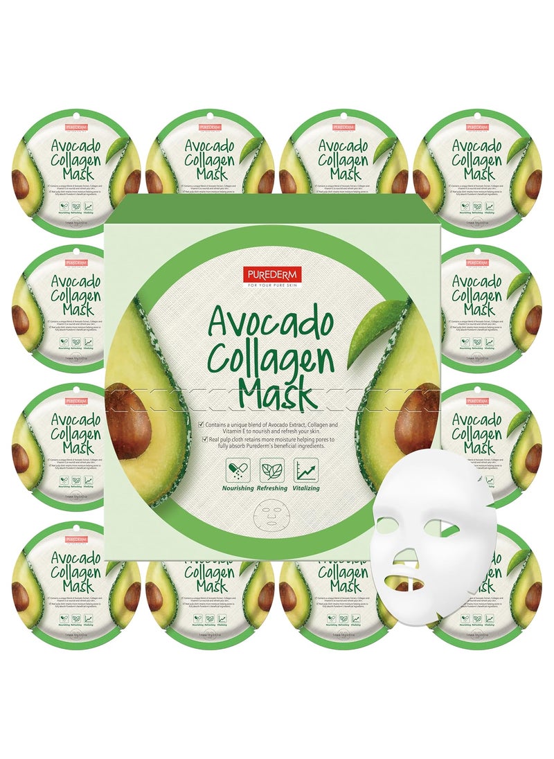 Purederm PD Avocado Collagen MaskCircle 12pcs