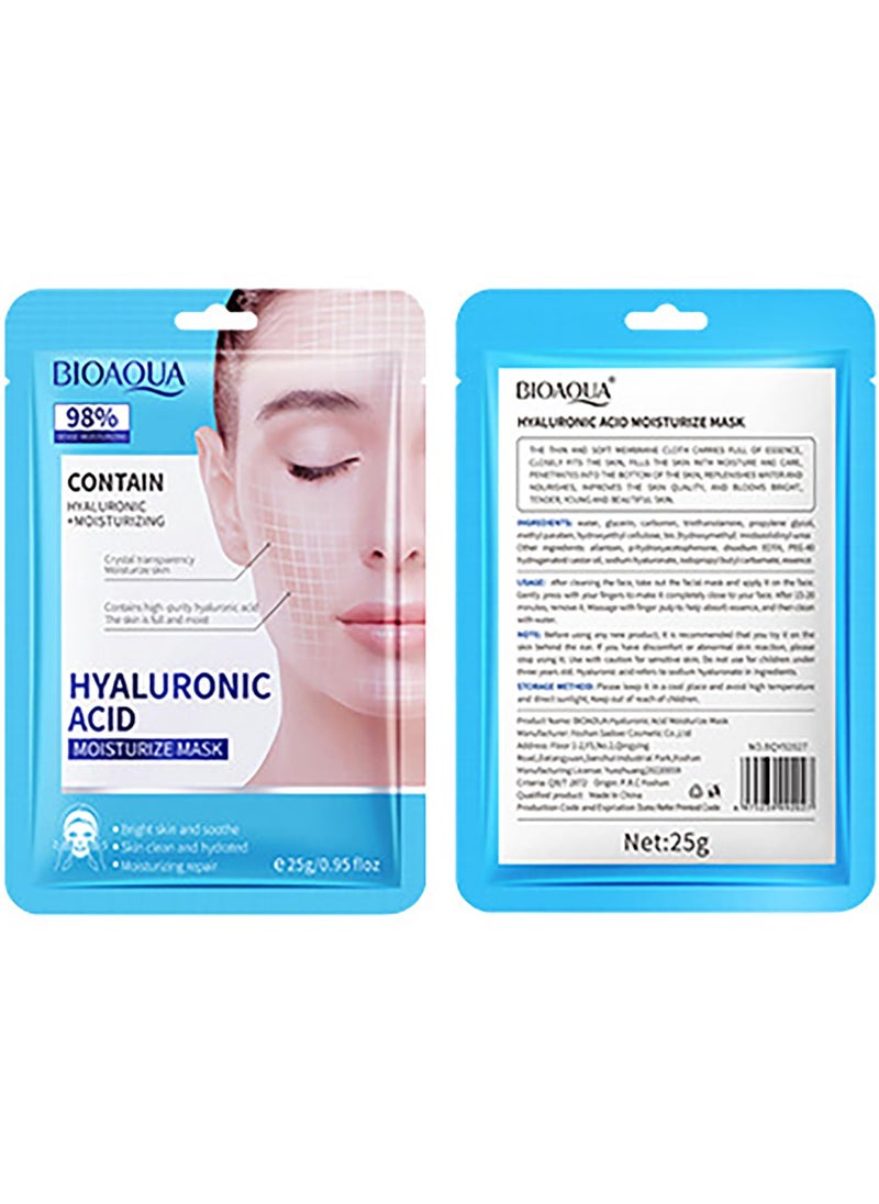 BIOAQUA Hyaluronic Acid Facial Mask 98 Dense Moisturizing Sooth Hydrates Repair Face Skin 5x25g  095floz