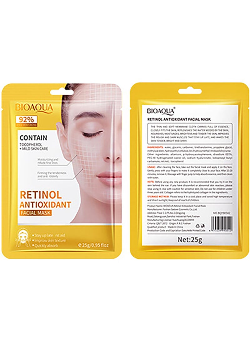 BIOAQUA Retinol Antioxidant Facial Mask 92 Dense Moisturizing Firming AntiAging Face Skin Care 5x 25g  095floz