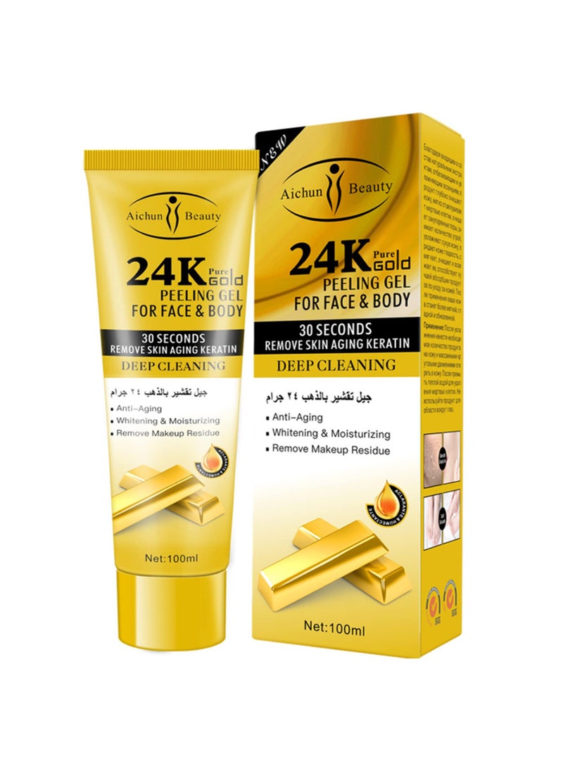 AICHUN BEAUTY Peeling Gel Face Body Removes Skin Aging Keratine Deep Cleaning Moisturizing Refresh Skin Smooth 24K PURE GOLD PEELING GEL