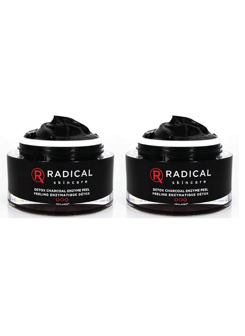 Radical Skincare Detox Charcoal Enzyme Peel  Powerful Formula w 11 Fruit Enzymes for Maximum Exfoliation  For All Skin Types Including Sensitive Skin  Cruelty  Paraben Free 17 oz 2 Pack