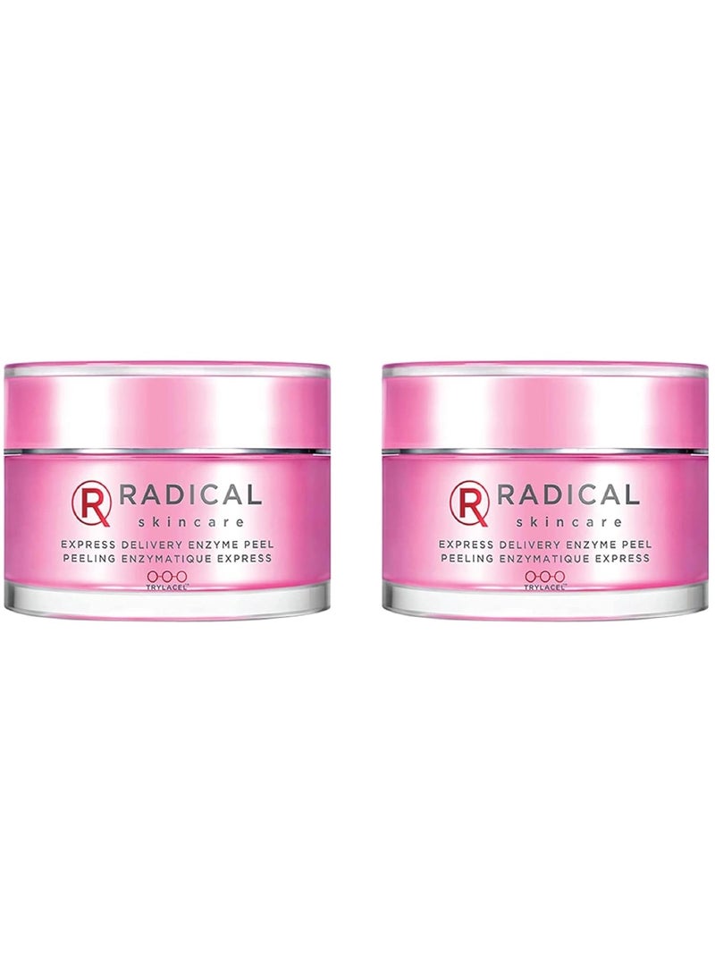 Radical Skincare Express Delivery Facial Enzyme Peel Mask Cleanser Exfoliator  Reveal Smooth Supple Polished Skin In Minutes  Paraben  Cruelty Free  Clinically Proven Results 17 oz 2 Pack