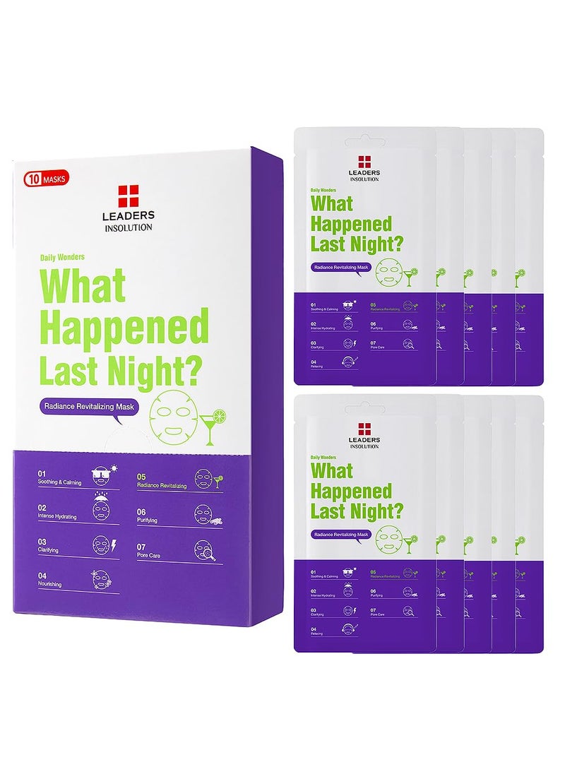 Leaders Insolution Daily Wonders What Happened Last Night Facial Mask Sheet Radiance Revitalizing Hydrating Korean Skincare 10 Sheets