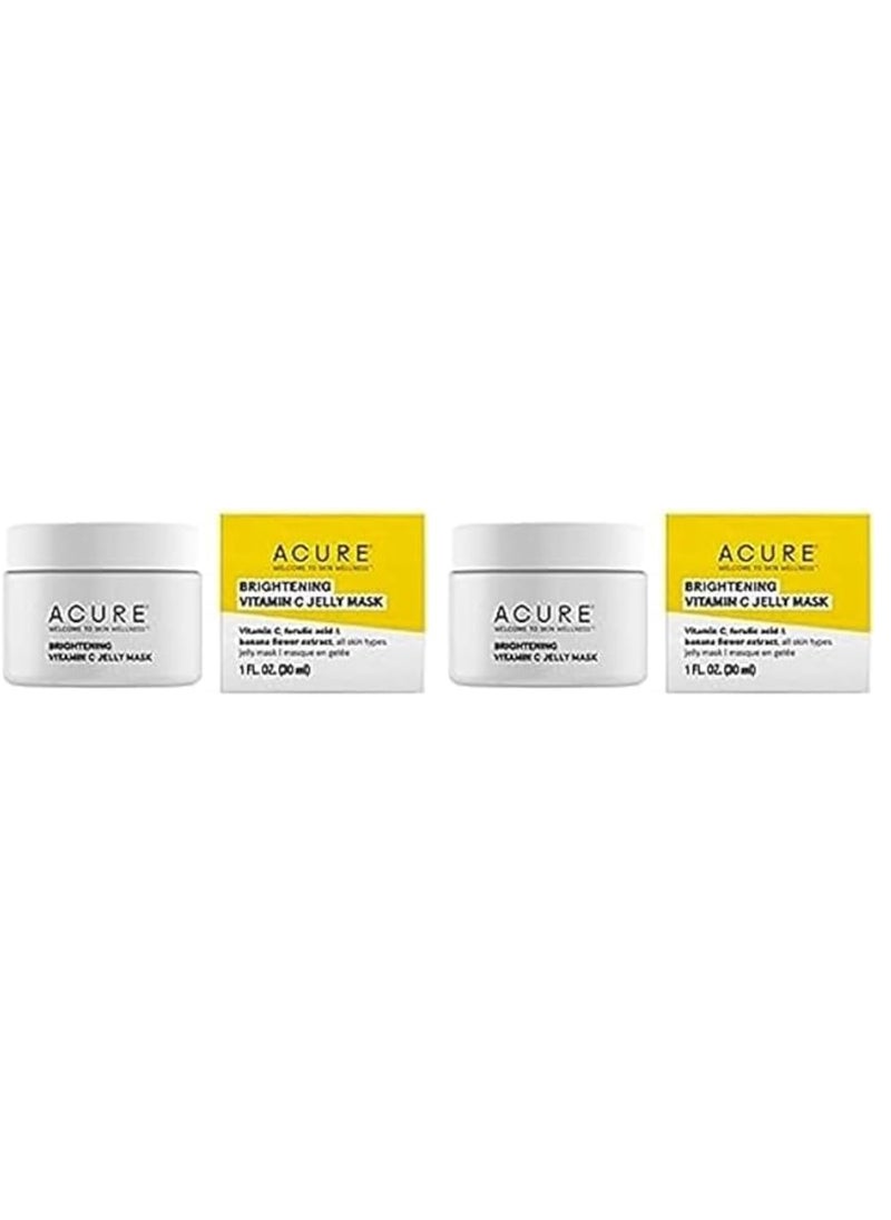 Acure Brightening Vitamin C Jelly Mask  100 Vegan  For A Brighter Appearance  Ferulic Acid  Banana Flower Extract  All Skin Types  1 Oz Pack of 2