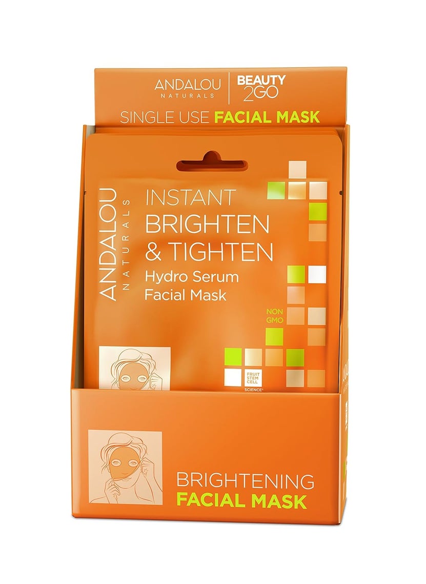 Andalou Naturals Instant Brighten and Tighten Hydro Serum Facial Mask Single Face Mask 06 Ounce Pack of 6