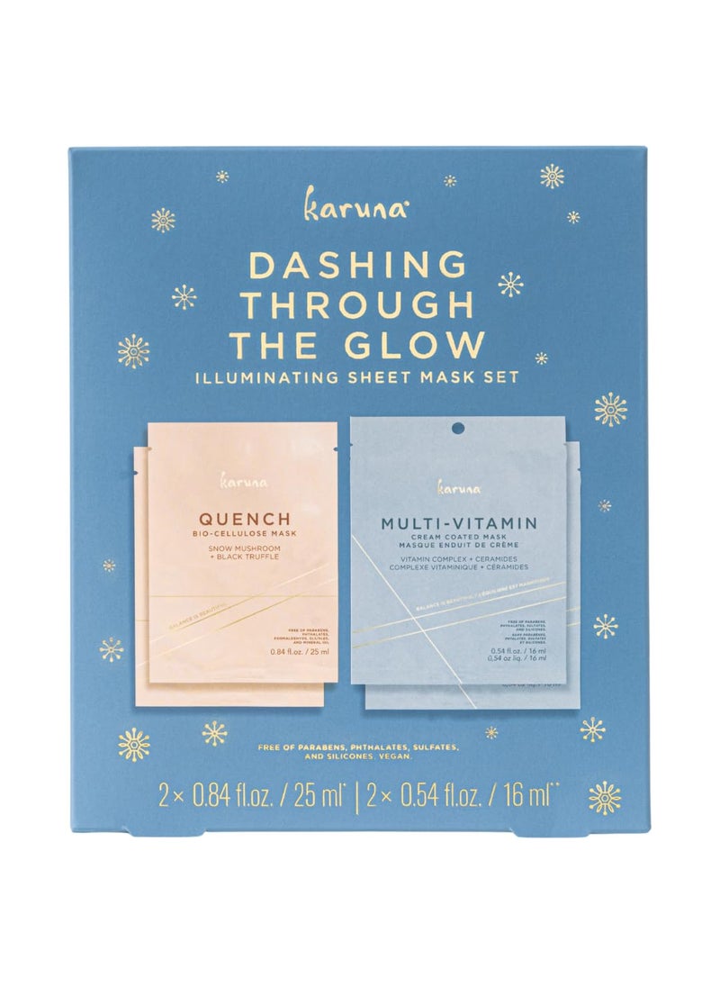 Karuna Dashing Through The Glow  Quench Sheet Masks 2  MultiVitamin Face Masks 2 4 Pack