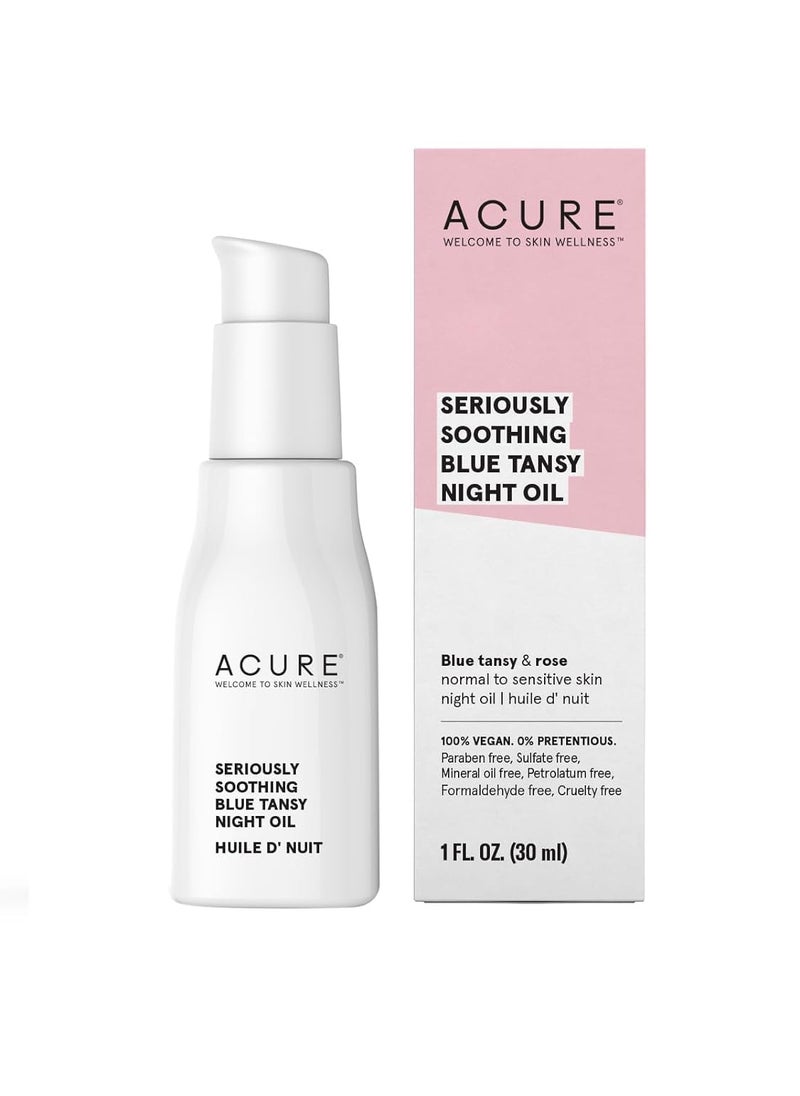 Acure Seriously Soothing Tansy Night Rose Oil  Soothes Deep Hydrate  Moisturize Dry Acne Prone Sensitive Skin  Antioxidant Night Cream Serum Oil Blend with Blue Tansy  Rose  100 Vegan 1 oz