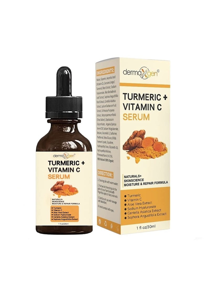 Turmeric and Vitamin C AntiAging facial serum PURE ORGANIC Reduce Wrinkles Improve Blemishes and Acne Skin firming and Intensive Moisturizing  hydrating Serum for all skin Types 1 fl oz