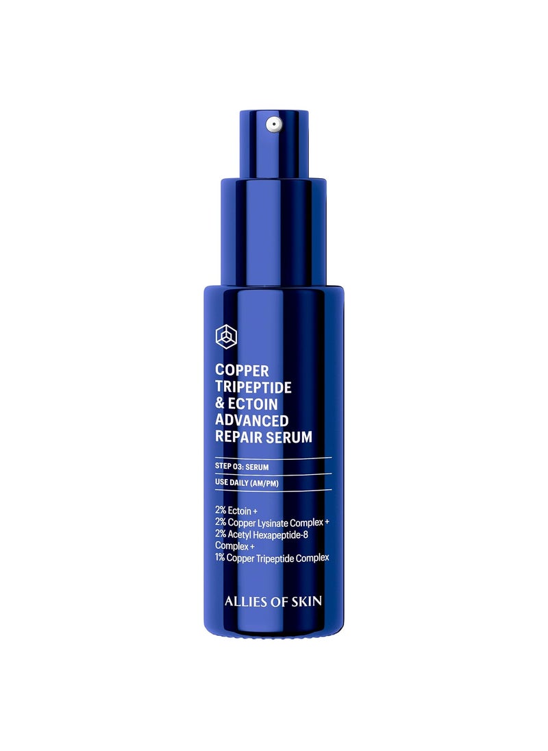 ALLIES OF SKIN  COPPER TRIPEPTIDE  ECTOIN ADVANCED REPAIR SERUM with 2 Ectoin 2 Copper Lysinate Complex 2 Acetyl Hexapeptide8 Complex and 1 Copper Tripeptide Complex 30ml  1 oz