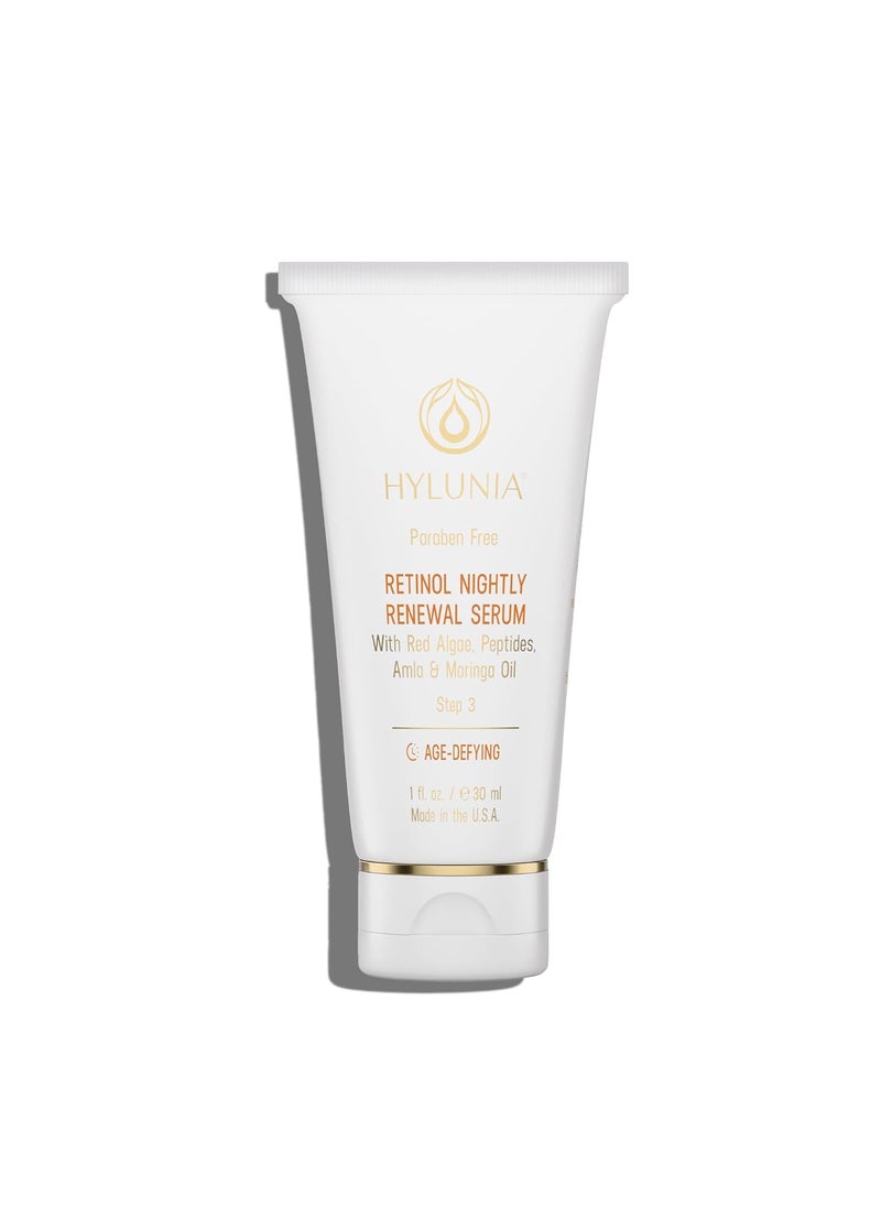 Hylunia Retinol Nightly Renewal Serum  AntiAging Night Serum with Peptides Hyaluronic Acid  Antioxidants  Hydrating  Firming Formula for Fine Lines Wrinkles  Radiant Skin  1 fl oz