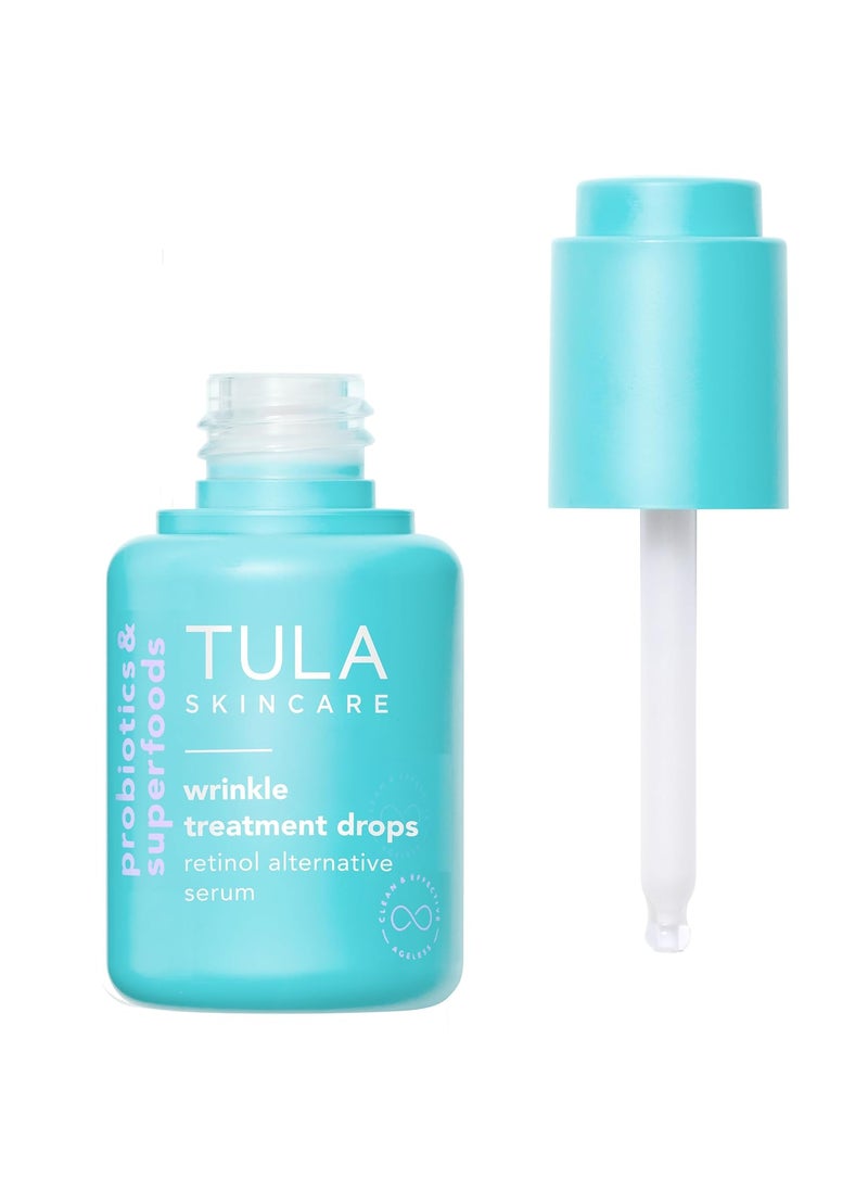 TULA Skin Care Wrinkle Treatment Drops  Retinol Alternative Serum AntiAging Minimizes Wrinkles Contains Bakuchiol Alfalfa Sprouts and Stevia 098 oz