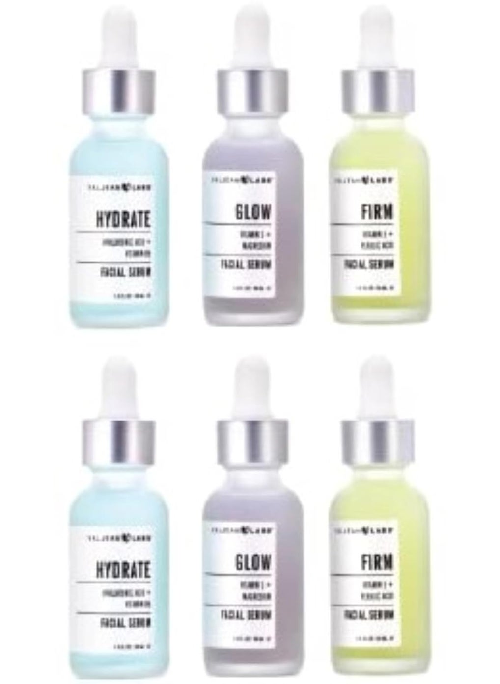 Valjean Labs Facial Serum Combo Pack of Hydrate Glow and Firm  Supercharged Targeted Skincare Ingredients  Paraben Free Cruelty Free Made in USA 1oz Bottles 6 total