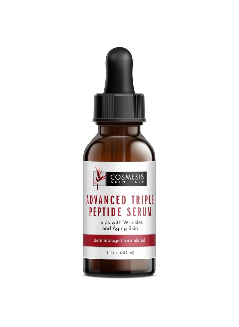 Advanced Triple Peptide Serum  Reduce Wrinkles Support Collagen Renewal Defend Against Aging  1oz  Cosmesis