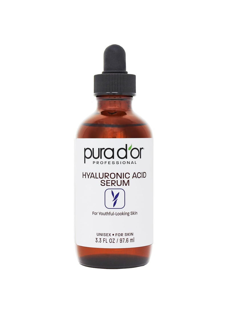 PURA DOR 33 Oz Hyaluronic Acid Serum For Deep Hydration  AntiAging Plumping  Moisturizing Formula For Smooth Supple Skin  Natural Skincare Boost  Fine Lines  Wrinkle Reducer  Travel Size