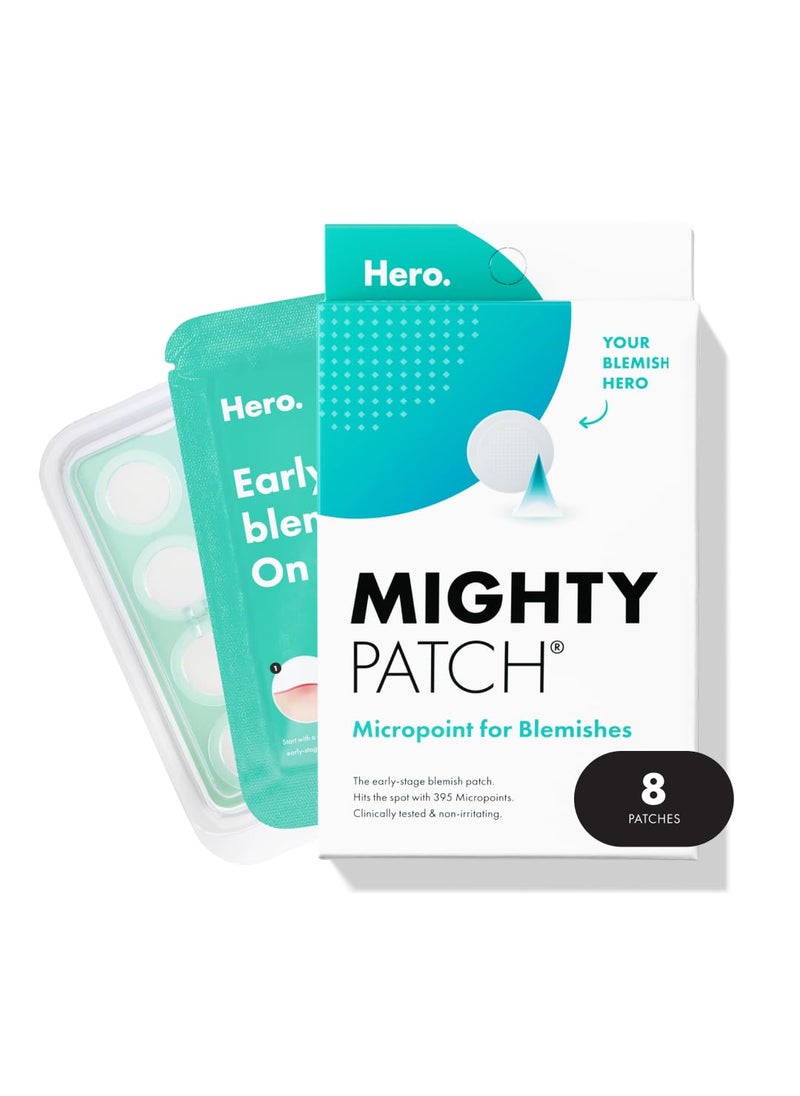 Mighty Patch Micropoint for Blemishes from Hero Cosmetics  Hydrocolloid Acne Spot Treatment Patch for Early Stage Zits and Hidden Pimples 395 Micropoints 8 Patches