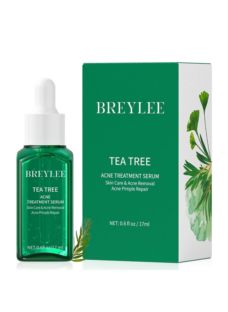 Tea Tree Oil Acne Serum BREYLEE 20 Treatment Acne Prone Sensitive Skin Care Face Serum to Cystic Acne Scars Redness Relief Pimples Dark Spots Remove Niacinamide Facial Moisturizer17ml06fl oz
