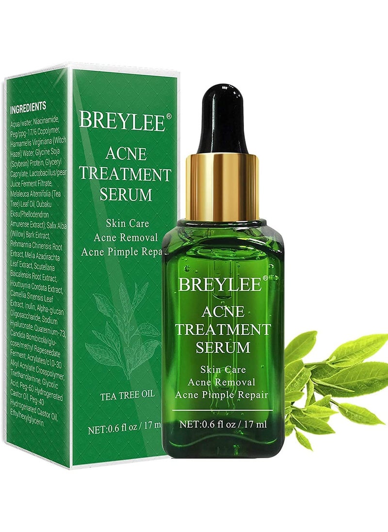 Acne Treatment Serum BREYLEE Tea Tree Clear Skin Serum for Clearing Severe Acne Breakout Remover Pimple and Repair Skin 17ml06oz