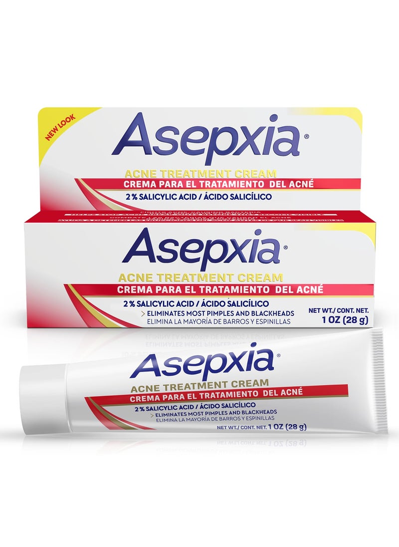 Asepxia Acne Treatment Cream for Face 2 salicylic acid Rapid Maximum Strength Acne Treatment Clears Pimples and Blackheads Prevents New Acne and Controls Excess Oil 1 oz