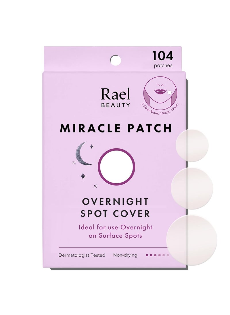 Rael Pimple Patches  Miracle Overnight Spot Cover Thicker  Extra Adhesion Hydrocolloid Acne Treatment for Face Zits  Blemishes Korean Skin Care Vegan  CrueltyFree 3 Sizes 104 Count