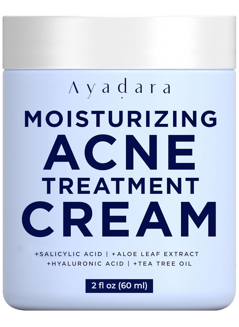 Moisturizing Acne Treatment Cream Salicylic Acid Face Moisturizer for Oily  Acne Prone Skin Pimple Blackhead Whitehead Hormonal  Cystic Acne Treatment for Men Women 90Day Supply by Ayadara