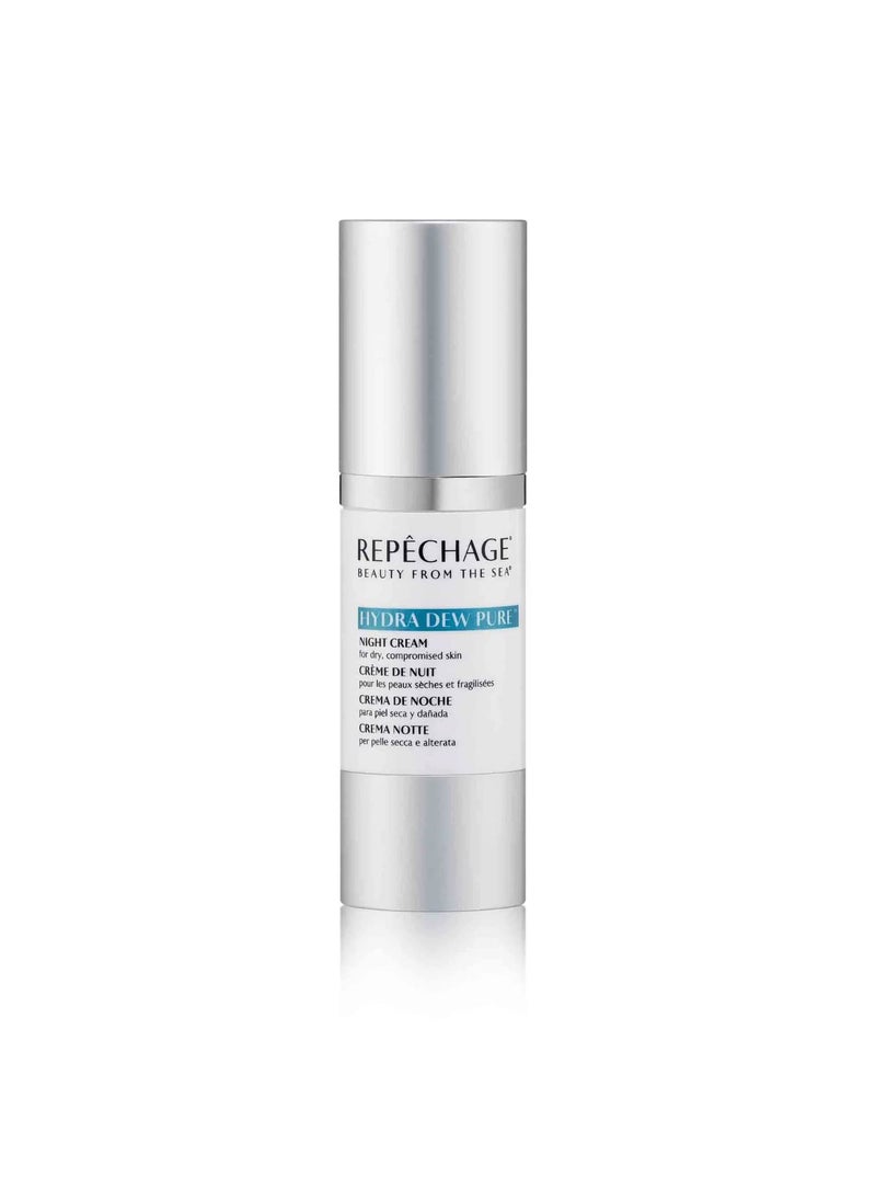 Repechage Hydra Dew Pure Night Cream for Dry Skin  Anti Aging Evening Cream with Peptides and Hyaluronic Acid Diminishes Fine Lines and Wrinkles 1fl oz