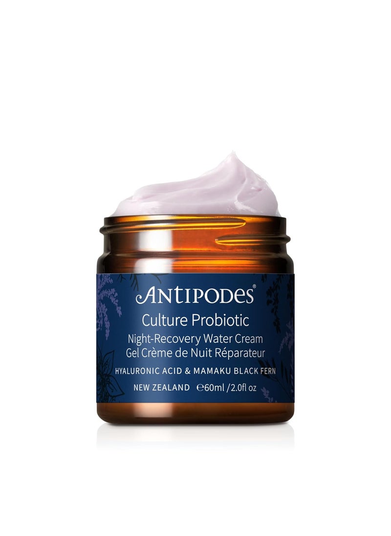 ANTIPODES Culture Probiotic Night Recovery Water Cream  Facial Moisturizer with Hyaluronic Acid  Probiotics for Calm Clear Hydrated Skin  Dry Skin  Stressed Skin  60ml 2 fl oz