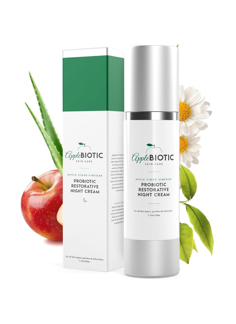 Apple Cider Vinegar Restorative Night Cream  Overnight Firming Smoothing Cream with African Green Coffee Green Tea Chamomile  Probiotic Extracts for Dry Oily Sensitive Skin Men  Women