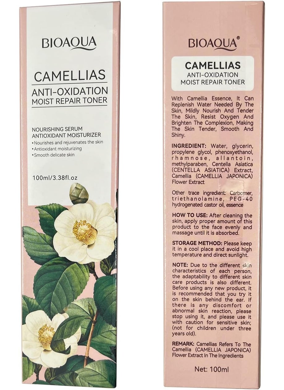 BIOAQUA Camellias AntiOxidation Moisturizing Repair Toner Nourishing Serum Smooth Delicate Skin Care 100ml  338floz