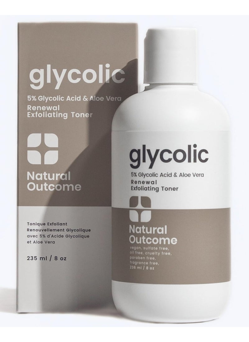 Glycolic Acid Toner 5 for Face  Gentle Exfoliating Toner  with Aloe Vera  Quinoa Extract  Advance AntiAging Toning Solution Rejuvenates Skin  Minimizes Pore Appearance  8 oz