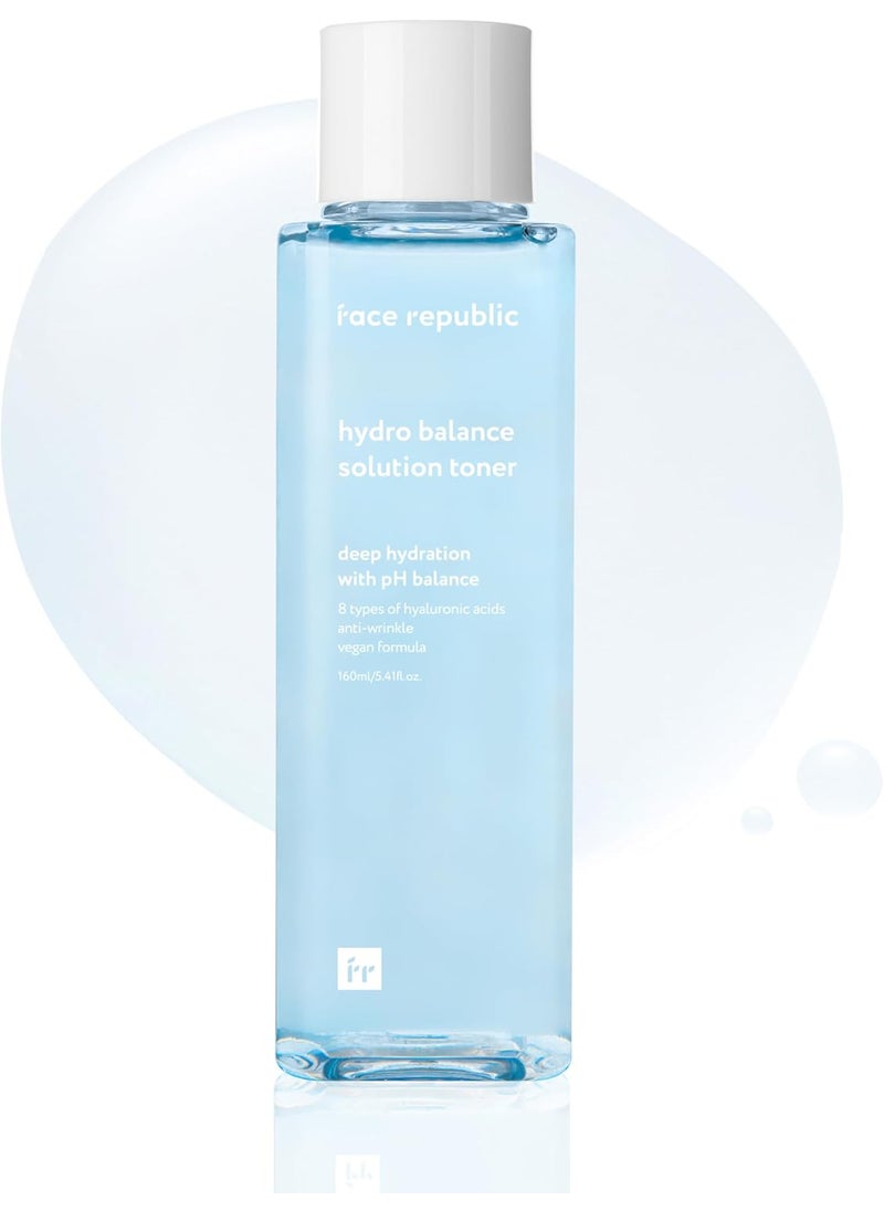 Face Republic Hydro Balance Solution Toner 160ml 541 fl oz  Hydrating  Balancing  Hyaluronic Acids Panthenol Adenosine  Soft Plump Skin  Vegan Korean Skin Care
