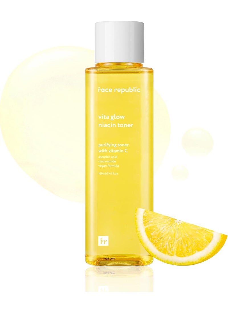 Face Republic Vita Glow Niacin Toner 160ml 541 fl oz  Vitamin Complex  Vitalizing  Purifying  Radiant Glow for Dull Skin  7 Hyaluronic Acids Vitamin C Niacinamide  Vegan Korean Skincare