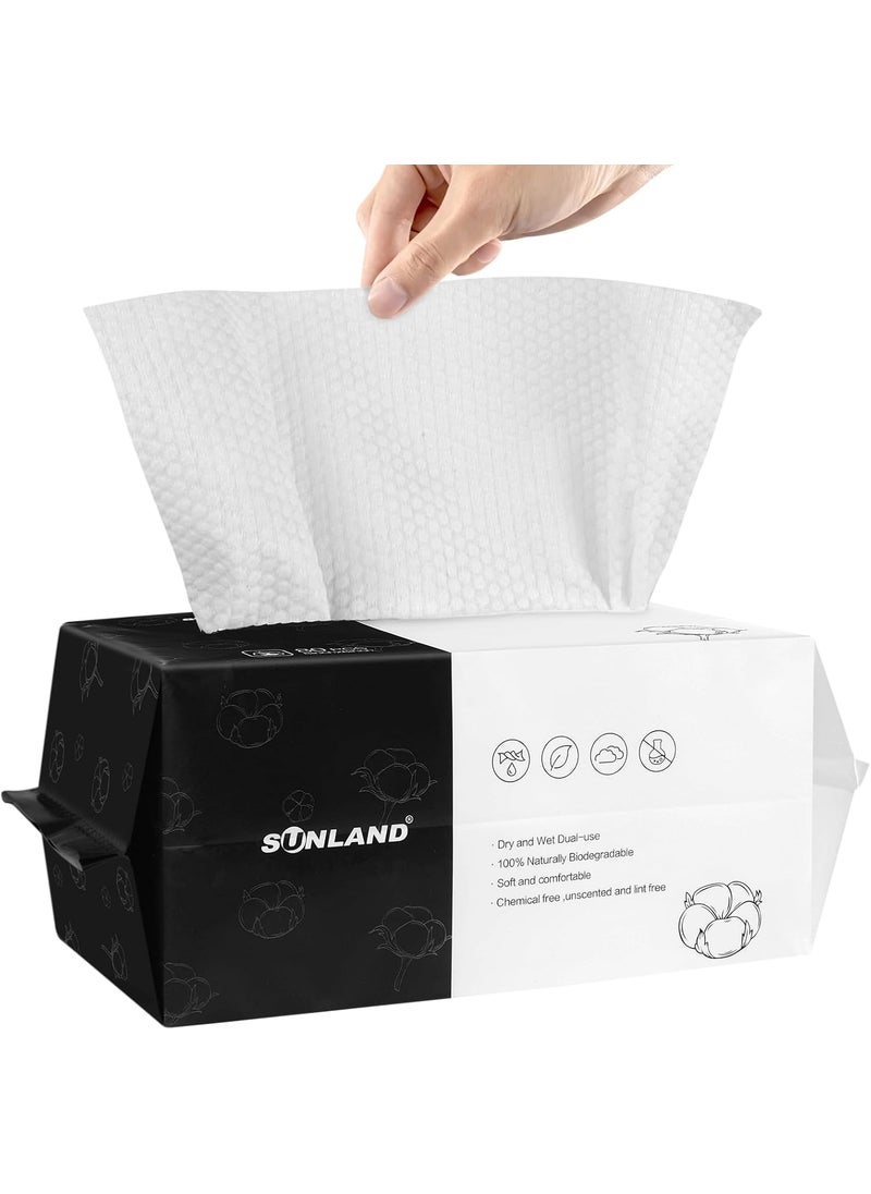 SUNLAND Disposable Face Towels Clean Face Tissue Super Soft for Sensitive SkinMakeup Remover Dry WipesLint Free and Degradable 80 Count