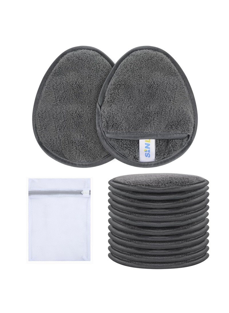SINLAND Reusable Makeup Remover Pads For FaceEyeLips Microfiber Gentle Facial Cleansing Cloths for All Skin Types Friendly for Makeup Remover With Laundry Bag 51inchx393inch Grey Pack of 12