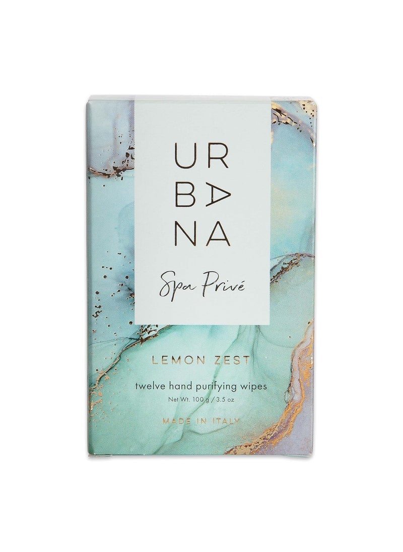 Urbana Spa Prive Collection Individual Hand Purifying Wipes 12 Pack 35 oz Lemon Zest