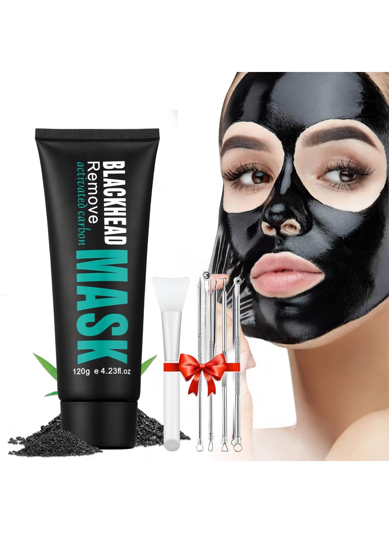 Blackhead Remover Mask Blackhead Mask Charcoal Face Mask for Oily Skin Blackhead Peel Off Face Mask Pore Cleaner Helps Men Women Face Skin Care Blackhead Removal Kit 120g