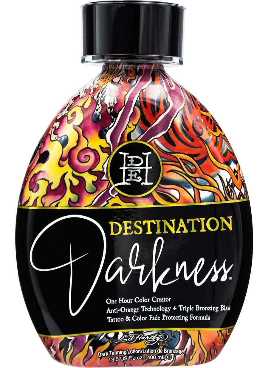 Ed Hardy Tanning Destination Darkness  One Hour Color Creator AntiOrange Dark Tanning Lotion 135 oz