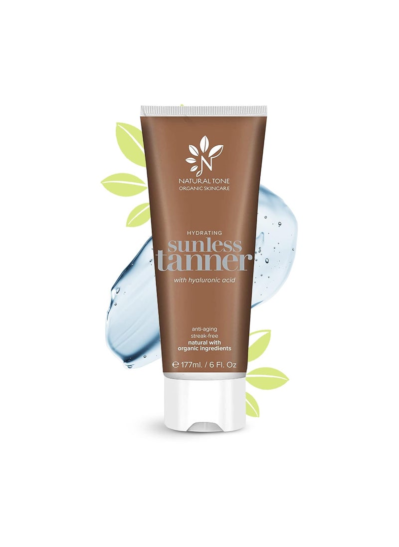 Natural Tone Organic Skincare Hydrating Sunless Tanner with Hyaluronic Acid Aloe VeraBased Self Tanning Lotion Easy to Apply Self Tanner for Face and Body 6 fl oz