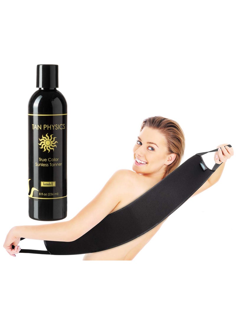Tan Physics Sunless Tanner 8oz with Back Applicator  Self Tanning Lotion  Instant Tanning Lotion for Face  Body  Natural Self Tanner for StreakFree LongLasting Glow