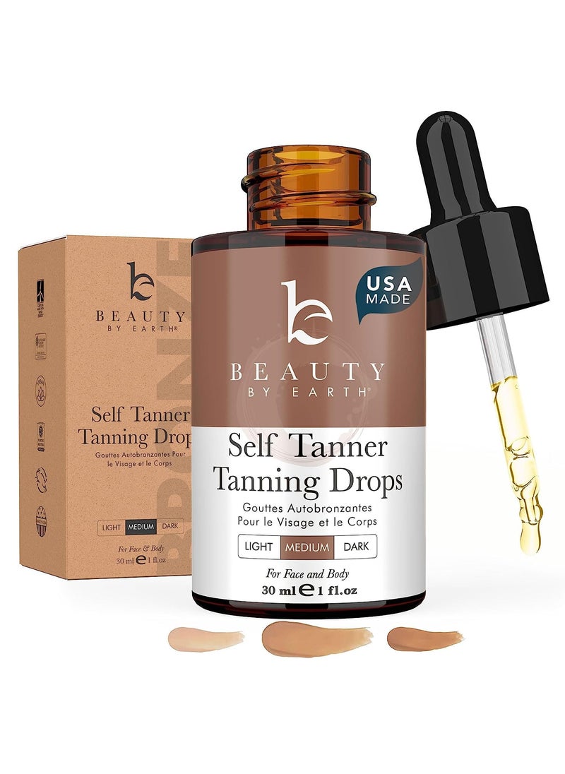 Self Tanning Drops  USA Made with Natural  Organic Ingredients Medium Face Tanning Drops to Add to Lotion Moisturizing Bronzing Tanner for Face  Body Toxin Free Tanner for Fake Tan