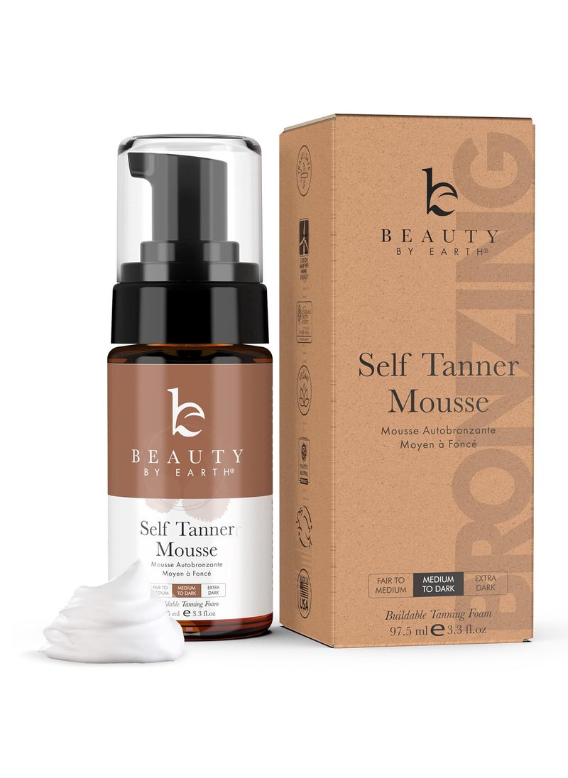 Self Tanner Mousse  USA Made with Natural  Organic Ingredients Self Tanning Mousse for Dark Fake Tan Sunless Tanner Clear  Non Toxic Tanning Foam for Streak Free Finish No Nasty Smell