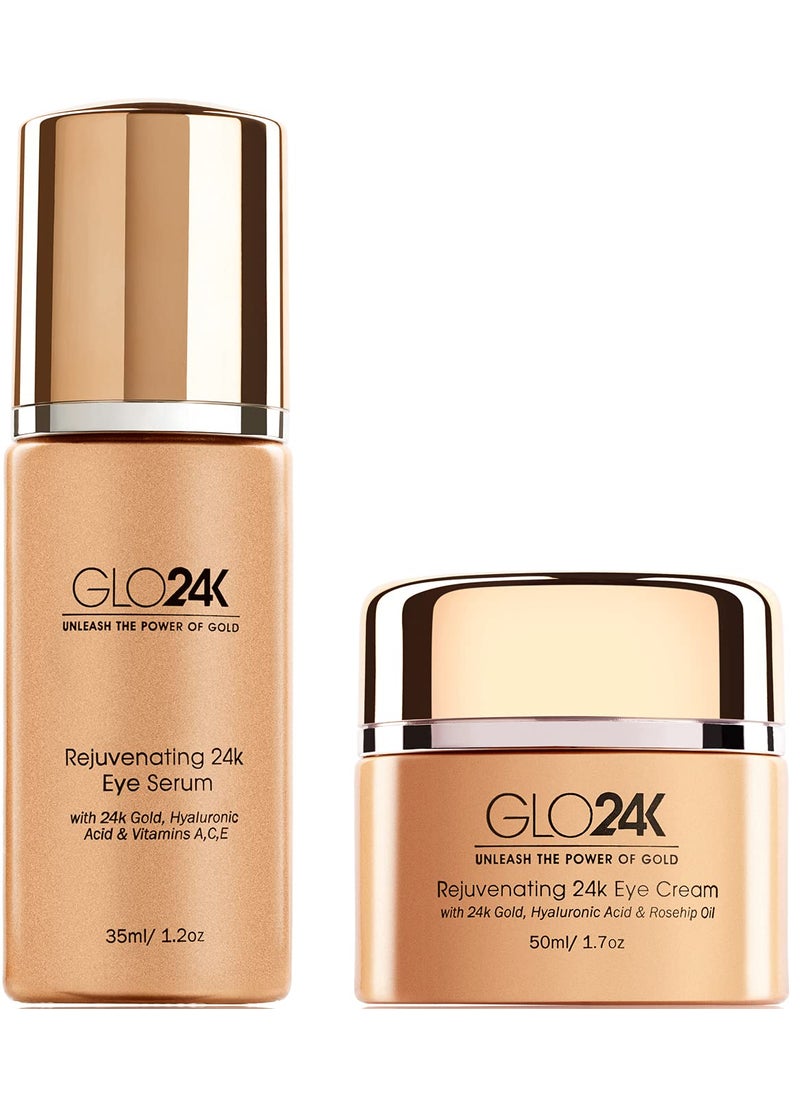 GLO24K Rejuvenating 24k Eye Cream and Serum With 24k Gold Hyaluronic Acid Vitamins ACE